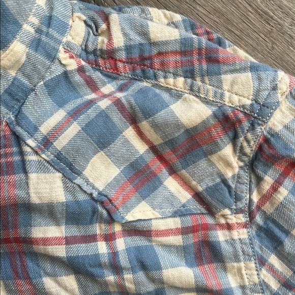 Lucky Brand Men's Blue White Western Sportswear Flannel Shirt 100% Cotton Size S - Picture 6 of 13